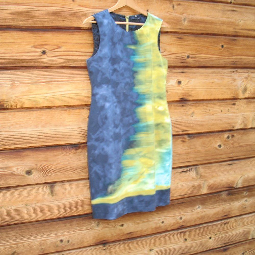 Elie Tahari Blue Multi Color Stretch Dress 6 - Picture 3 of 7